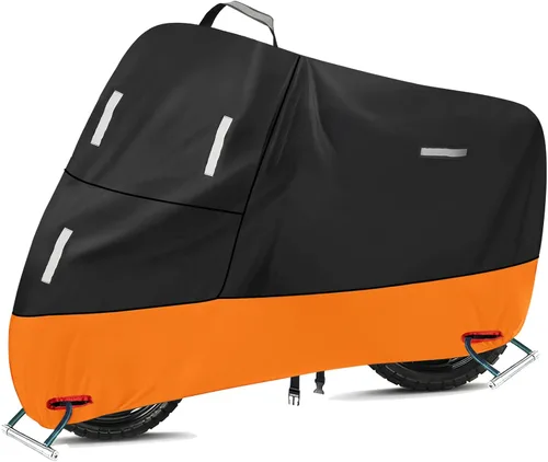 Vista 10 de Funda impermeable para 1 bicicleta, 300D Oxford, agujeros de bloqueo, hebillas reflectantes, resistentes al viento, lona de bicicleta para bicicleta