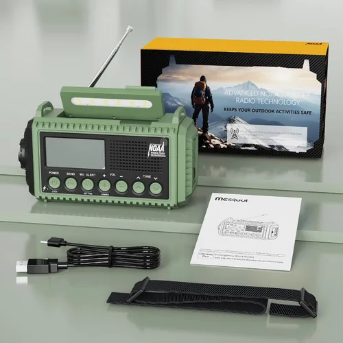 Vista 8 de Radio de Emergencia 12000, Radio Meteorológica NOAA con AM/FM/NOAA/SW, Radio Operada por Batería SOS, Radio de Emergencia de Manivela Manual con 5