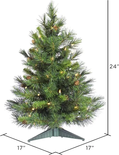 Vista 5 de Árbol de navidad artificial de pino Vickerman Cheyenne de 2 pies con 50 luces transparentes