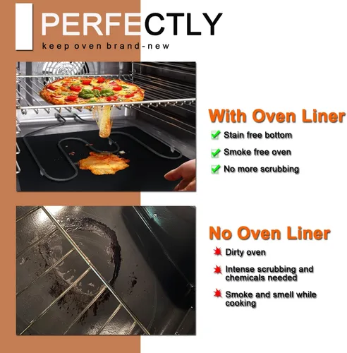 Vista 5 de Revestimientos para horno para la parte inferior del horno, paquete de 5 tapetes grandes y resistentes, 17 x 25 pulgadas, antiadherentes