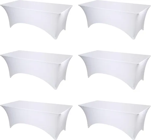 Vista 32 de BRILLMAX Paquete de 4 fundas de mesa de elastano negro para mesas rectangulares de 6 pies, mantel elástico grueso de 6.35 oz/yd², bolsillos
