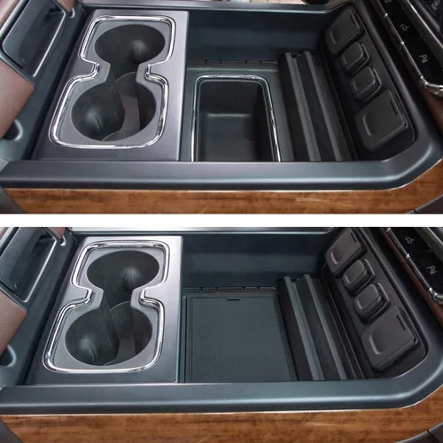 Vista 4 de JKCOVER Tapa de Compartimiento Organizador de Consola Central Compatible con Sierra 1500 2500HD 3500HD Denali Silverado Bolsillo Secreto Oculto Tapa