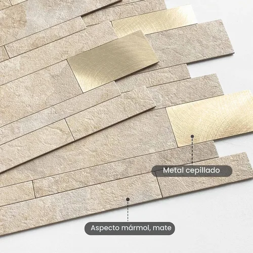 Vista 2 de BeNice Stone Peel and Stick Backsplash - Azulejo lineal de metro beige 10pieza(s)