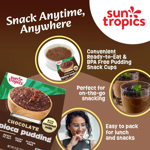 Vista 6 de Sun Tropics Pudín de Tapioca, Chocolate Pudines Veganos, Pudines Sin Lácteos Sin Gluten, Sin OGM Copitas de Pudín Listas para Comer 4.0oz