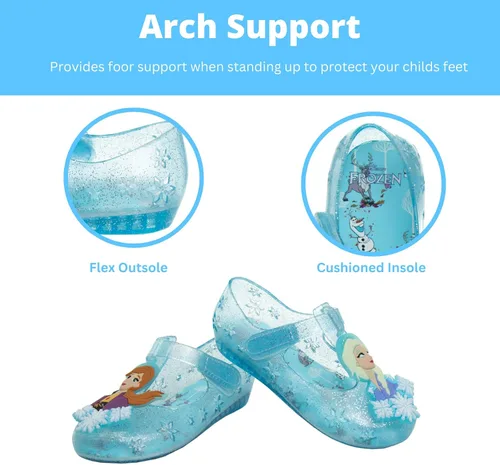 Vista 3 de Disney Frozen Elsa Minnie Mouse - Sandalias de gelatina para niñas zapatos planos Mary Jane para niños disfraz de princesa de personaje de bebé