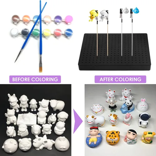 Vista 5 de Swpeet Soporte de base de pintura profesional de 37 piezas y compatible con Gundam Modeler, herramientas básicas con kit de palos de clip