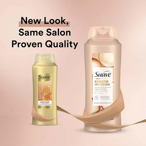 Vista 3 de Suave Professionals - Acondicionador alisador para cabello seco con infusión de queratina con control de encrespamiento de 48 horas, 28 onzas