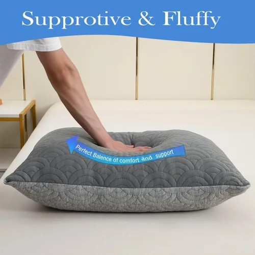 Vista 5 de MOLCLCUY Almohadas de espuma viscoelástica tamaño Queen, conjunto de 2 almohadas ajustables frescas para dormir boca arriba, de lado y de estómago