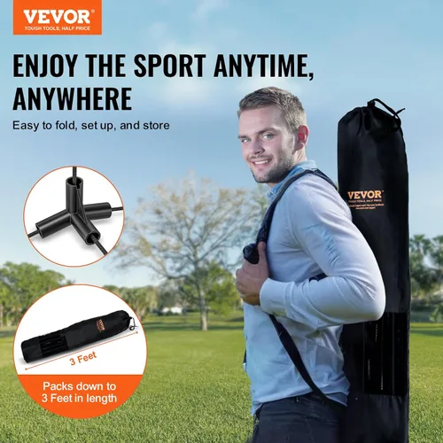 Vista 2 de VEVOR Badminton Net, Height Adjustable Volleyball Net, Wide Foldable Pickleball Net, Portable Easy Setup Tennis Net Set with Poles, Stand and Carry