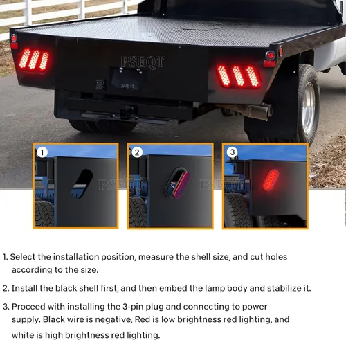 Vista 6 de PSEQT 6" luces LED rojas para remolque, 24 luces LED ovaladas, luces de freno, de parada, luces de identificación traseras, impermeables, de montaje