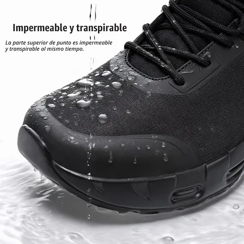 Vista 2 de Botas tácticas militares de los hombres de ancho impermeable 6 Negro