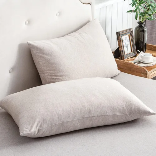 Vista 11 de PURE ERA Fundas de almohada de punto jersey 100% algodón tipo camiseta, súper suaves, cómodas, transpirables, juego de 2, estándar 20" x 26", rayas