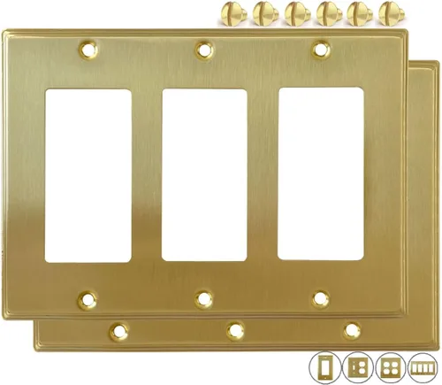 Vista 12 de Rio Salto BRASS Deco Collection - Placa de pared ciega de metal dorado de tamaño estándar, cubierta de salida resistente a la corrosión
