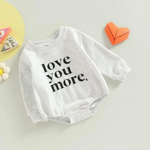 Vista 10 de Enterizo de manga larga con estampado de letras para bebés, niñas y niños