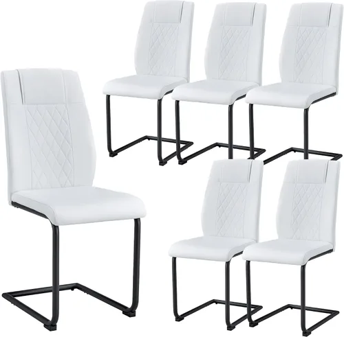 Vista 25 de Sillas De Comedor - Juego de 4 sillas de comedor modernas para cocina, con asiento tapizado de piel sintética, patas de metal con respaldo alto