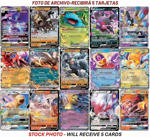 Vista 5 de Lote de 5 cartas ultra raras de Pokémon - V, Gx, ex, variedad surtida, sin duplicados