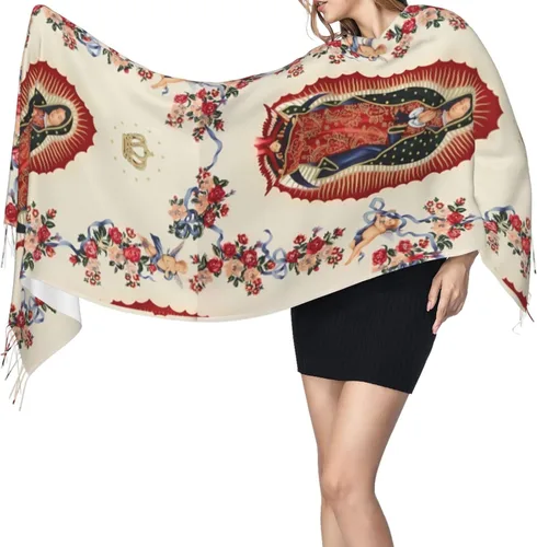 Vista 3 de Waygotee Our Lady Of Guadalupe Virgin Mary Soft Cashmere - Bufandas ligeras para mujer, chales grandes y envolturas de regalo de Navidad, o-12