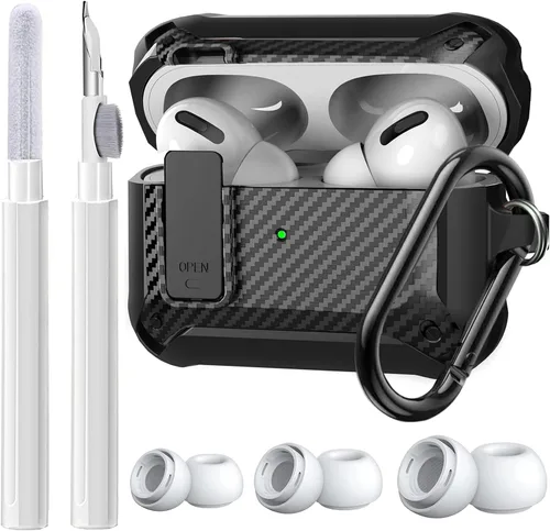 Vista 10 de Olytop Funda de bloqueo para Airpods Pro 2 Gen/Pro con kit de limpieza y puntas de repuesto (S/M/L), funda protectora resistente para iPod Pro