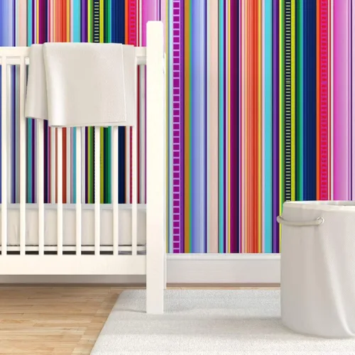 Vista 6 de Spoonflower Papel tapiz para despegar y pegar, diseño de rayas de serape, estilo mexicano, colorido y brillante, papel pintado extraíble