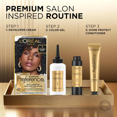Vista 3 de L'Oreal Paris Superior Preference Sistema de cuidado del color, 5g marrón dorado medio