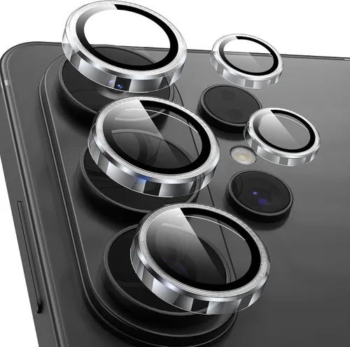 Vista 15 de YWXTW para Samsung Galaxy S23 Ultra Protector de lente de cámara, Protector de pantalla de lente de cámara de vidrio templado con anillo metálico