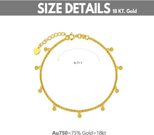 Vista 6 de SISGEM 18K Real Gold Women Bracelet, Yellow Gold Diamond Cut Balls Bracelet Italian Mesh Link Chain Bracelet Jewelry Giftd for Her, Wife, Mom, 6.5