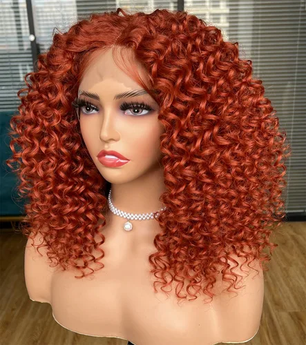 Vista 3 de Pelucas rizadas con encaje frontal para mujeres negras, peluca de encaje frontal corta y rizada prearrancada con abuelitos, aspecto natural, afro