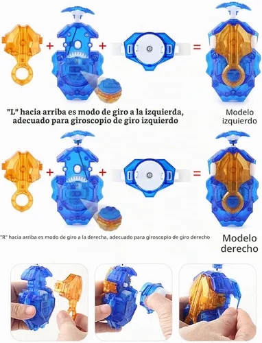 Vista 3 de DYT Battling Tops Burst B 184 Custom Bey Launcher LR Left Right Spin DB Layer System , B 11 Launcher Grip Metal Azul