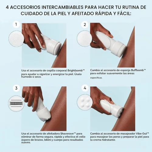 Vista 6 de Conair GIRLBOMB - Afeitadora para mujer y amortiguador corporal, húmedo/seco, recargable de iones de litio