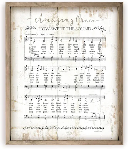 Vista 3 de Amazing Grace - Cartel de pared de madera rústica (12 x 15 pulgadas)