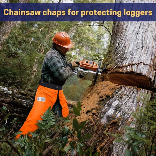 Vista 7 de Chaps para motosierra con cinturón ajustable y bolsillo, equipo de protección forestal