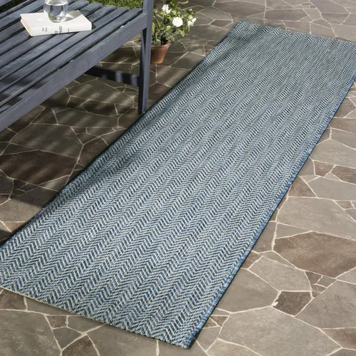 Vista 45 de Safavieh Colección Courtyard CY8022 Alfombra, 2 pies x 3 pulgadas x 5 pies, aguamarina y gris, impermeable, fácil de limpiar, sin pelusa