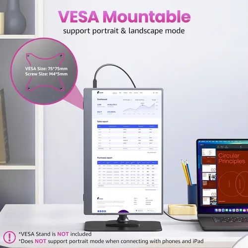 Vista 6 de kksmart Monitor portátil de 15.6 pulgadas 1080P FHD 86% sRGB 60Hz, monitor de viaje para laptop, MacBook Surface PC, Xbox PS5, HDMI Dual USB-C