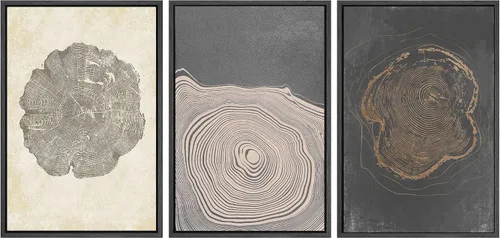 Vista 607 de SIGNWIN Lienzo enmarcado para pared, juego de arte neutro de bosque brumoso, ilustraciones en tono tierra, arte moderno, decorativo, bohemio