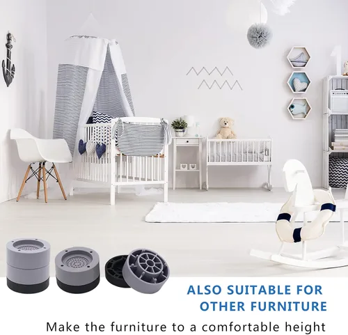 Vista 6 de Elevadores redondos para muebles (juego de 4) elevadores de cama resistentes de 1 pulgada, 2 pulgadas, 3 pulgadas, elevadores de cama ajustables