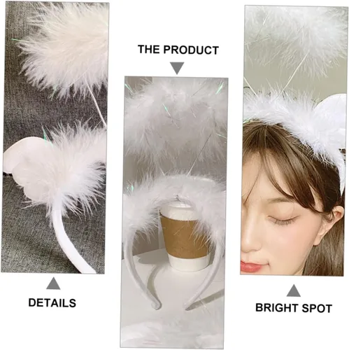 Vista 4 de OSALADI 3 Pcs Angel Headband Fabric Christmas Issue Card White Girl