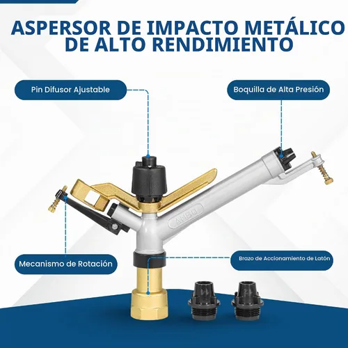 Vista 4 de Sime AMBOF Ambo - Rociador de impacto de círculo completo de 1-1/2 pulgadas con boquillas