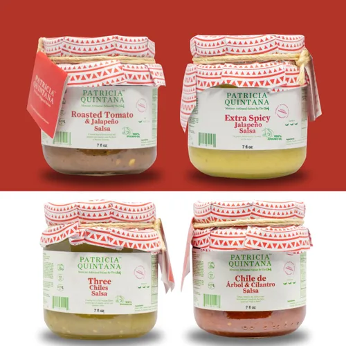Vista 2 de Patricia Quintana Auténtico paquete de muestras de salsa mexicana – Disfruta de tomate asado y salsa jalapeño, salsa jalapeño extra picante, salsa