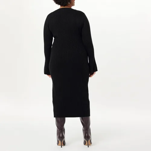 Vista 6 de The Drop Vestido tipo suéter acanalado con mangas acampanadas Fernanda para mujer