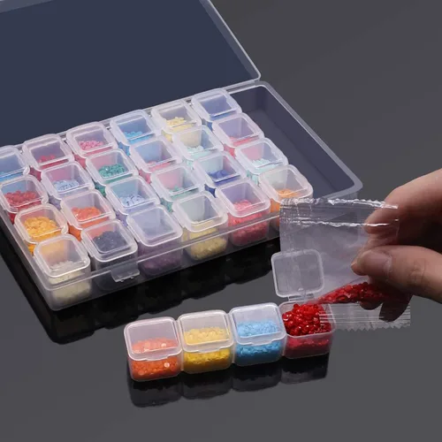 Vista 3 de ARTDOT Contenedores de almacenamiento de 56 rejillas para kits de arte de diamante para adultos, 2 paquetes de contenedor portátil de almacenamiento