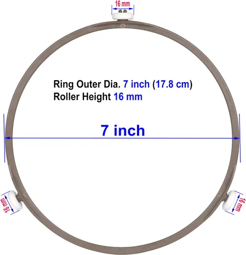 Vista 6 de Anillo giratorio de microondas de 7 pulgadas con rodillos de 0.630 in, soporte de bandeja para horno de microondas, anillo de rodillo giratorio