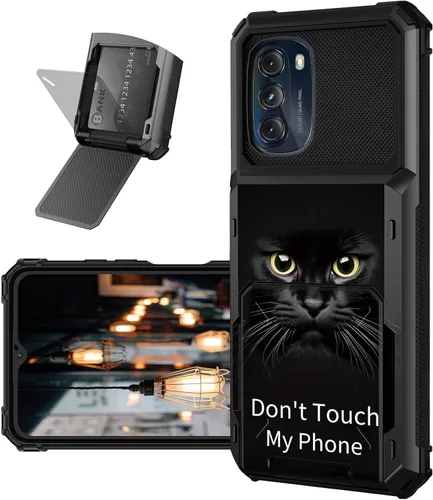 Vista 30 de Funda tipo cartera para Moto G 5G 2022 con ranura para tarjetero, cubierta abatible híbrida de doble capa, resistente, a prueba de golpes, funda