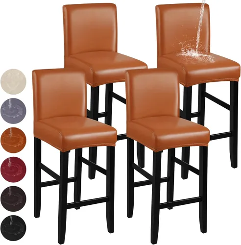 Vista 28 de YISUN - Fundas para taburete de bar, mezcla de forro polar elástico y poliéster, lavables y removibles, para taburete de bar y silla alta, con Beige