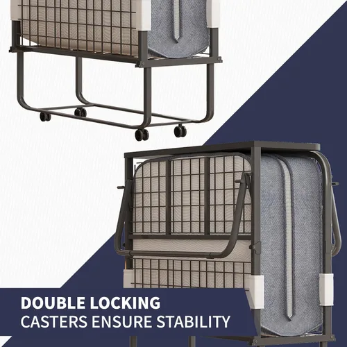 Vista 6 de ijuicy Cama plegable, cama plegable de 75 x 31 pulgadas con colchón de 5 pulgadas de grosor para adultos, relleno de espuma de alto rebote, cama