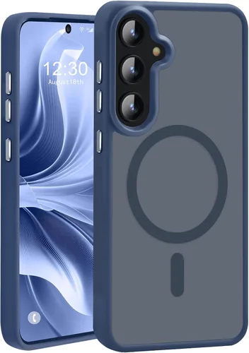 Vista 9 de Funda magnética avanzada para Samsung Galaxy S24, delgada, protectora, probada contra caídas de grado militar y compatible con MagSafe, translúcida