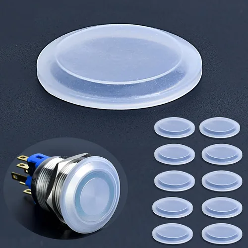 Vista 10 de Cubierta para interruptor de botón de 0.630 in, seguridad transparente, protector de tapa de interruptor de botón de encendido, para orificio