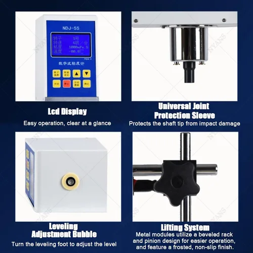 Vista 8 de Digital Rotary Viscometer for Accurate Viscosity Measurement, LCD Display with 4 Rotors, for Testing Paints, Adhesives, Cosmetics, and Greases NDJ-5S