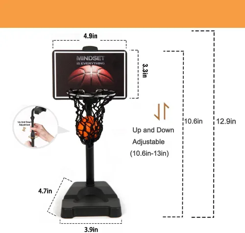 Vista 3 de GYSH - Mini aro de baloncesto de escritorio para oficina, pequeño juguete de baloncesto de mesa, juguetes de escritorio para oficina para adultos