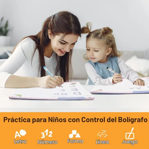 Vista 3 de Actividades de Aprendizaje Preescolar 60 Páginas Reutilizables, Libro de Práctica de Escritura de Letras y Números para Niños, Juguetes