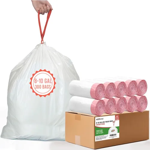Vista 13 de BEIDOU-PAC Bolsas de basura de 2.6 galones con cordón, 100 unidades, bolsas de basura de rollo múltiple, pequeñas bolsas de basura de cocina, sin
